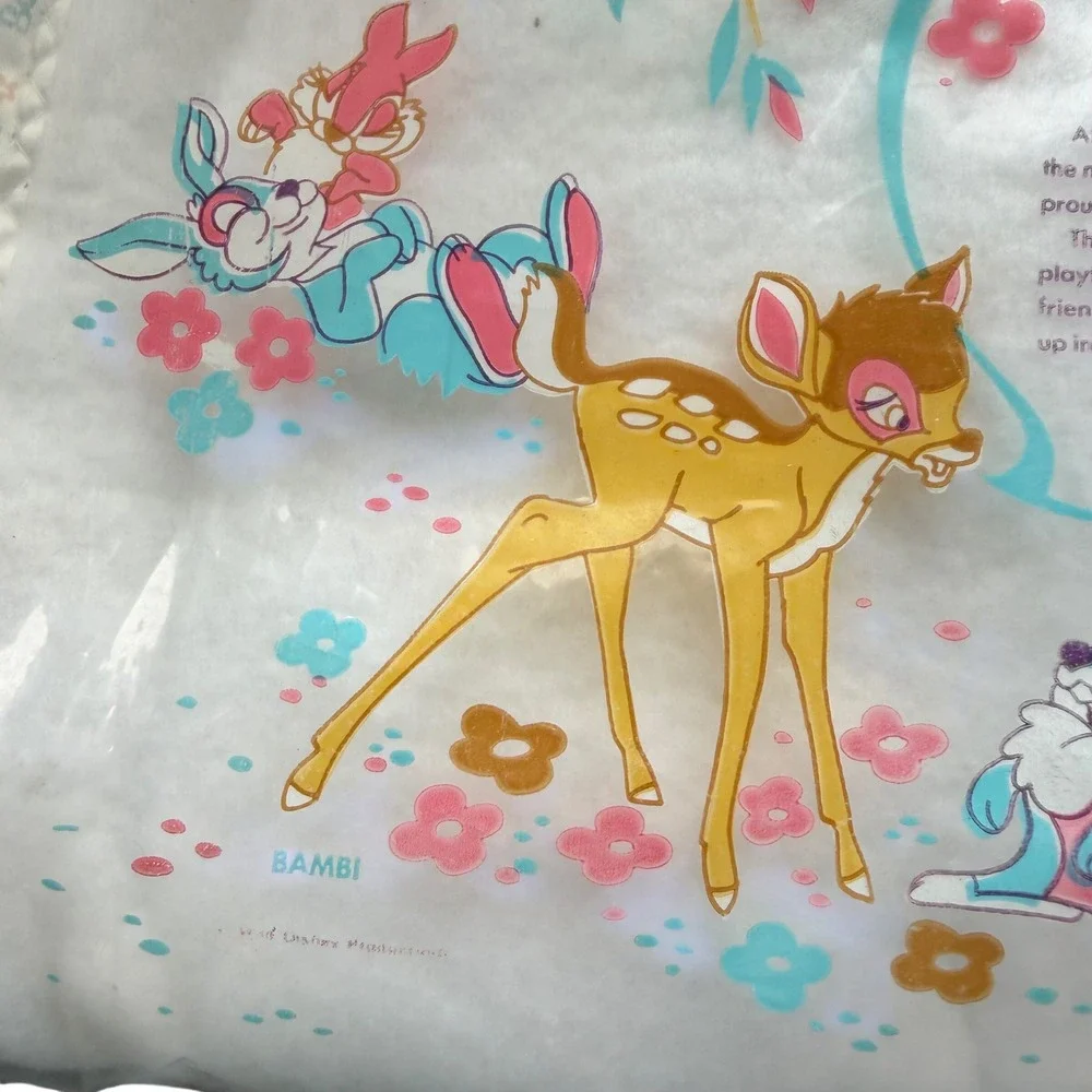 Vintage Walt Disney Bambi Baby Blanket Triboro NOS Satin Trim Nursery 1960s/70s